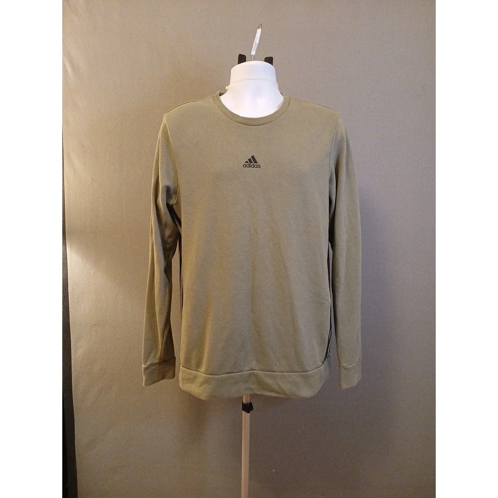 Adidas Sweatshirt Mens Medium Green Primegreen Crewneck Pullover Three‎ Stripes